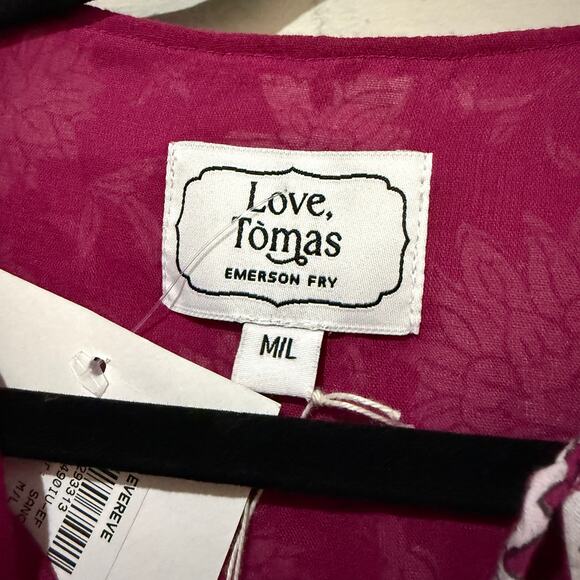 Emerson Fry Tomas Love Isla Boho Peasant Shift Mini Dress Sangria Park Print - Picture 5 of 6